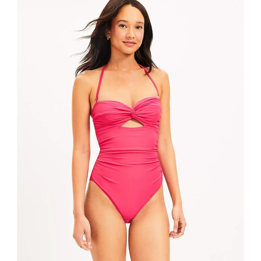 Ann Taylor Loft Beach Twist Bandeau One Piece Swimsuit XL